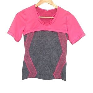 𝅺ADIDAS Stella McCartney scoop neck pink gray workout top shirt sz XS